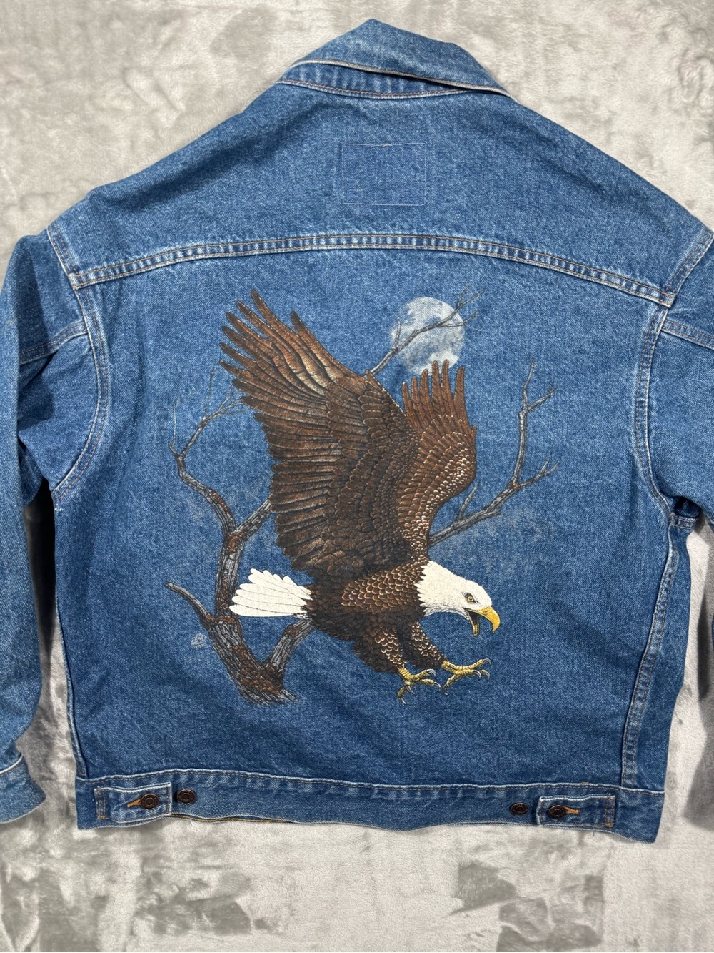 Vintage International Denim Mens Large Jacket Eagle